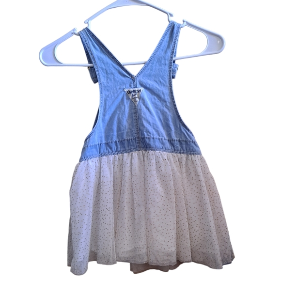 OshKosh B'gosh Vintage denim overalls with lined gold polka dot white sk… - Picture 2 of 6